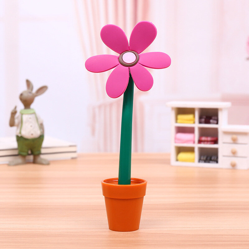 1 Pcs Stationery Cute Kawaii Potted plants Sunflower Ballpoint Pen Office School Supply Novel Creative Gift Funny #5