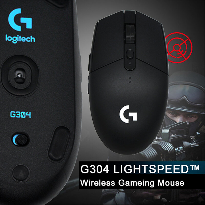 لوجيتك G304 سرعة الضوء ماوس الألعاب اللاسلكية 12000 ديسيبل متوحد الخواص قابل للتعديل البصرية مريح بلوتوث الفئران مع 6 أزرار للبرمجة