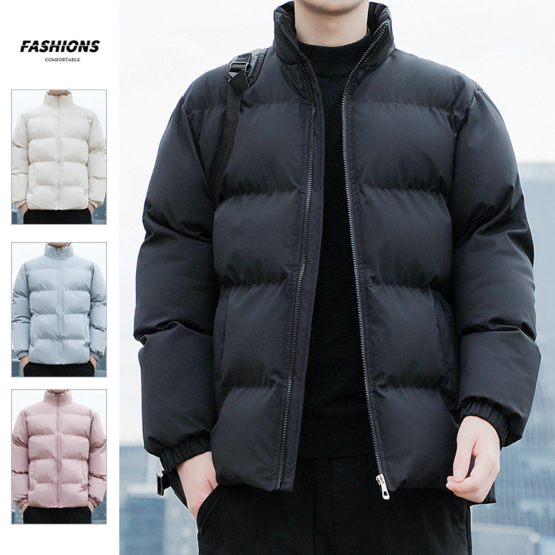 Winter Style Cotton Coat Men's Thickened Cotton Jacket Stand Collar Lovers Korean Fashion Casual Cotton Coat Men's Coat Jacket