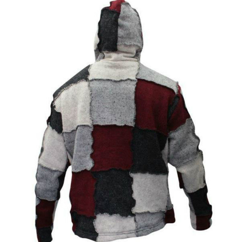 Retro Men Stitching Knitted Cardigan Jacket Autumn Winter Casual Hooded Plus Size 4XL Color Matching Sweaters Coat Brand Fashion