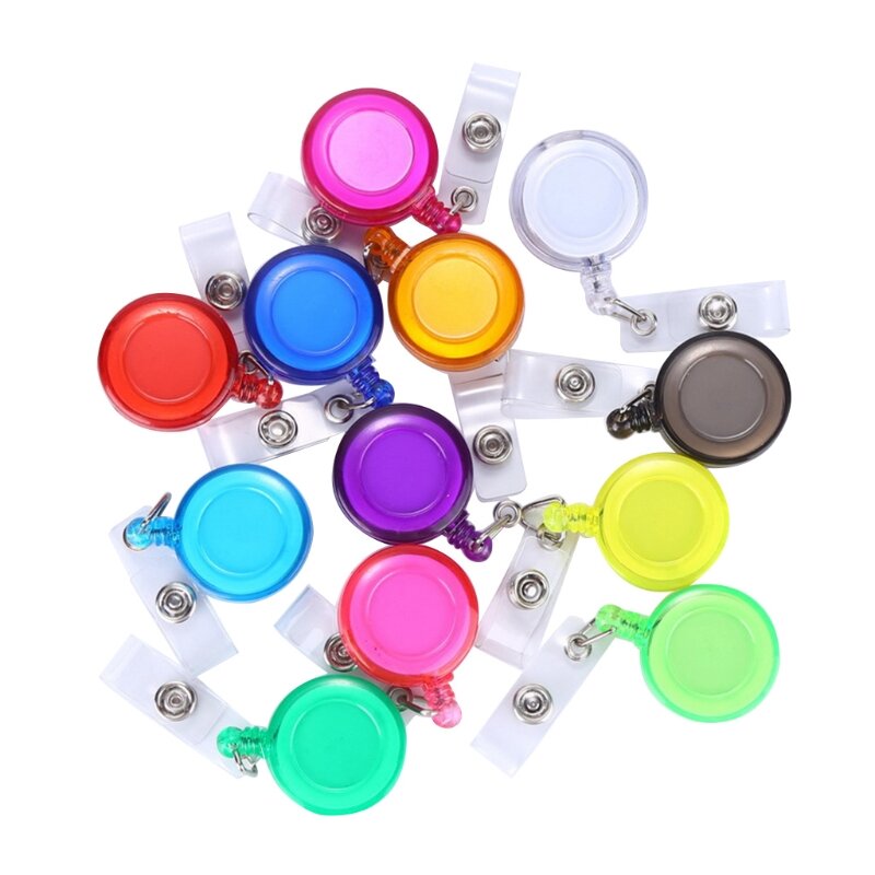 Colorful Round Retractable I.D. Badge Holder Fit for ID Badges Reels Key Whistle Y98A