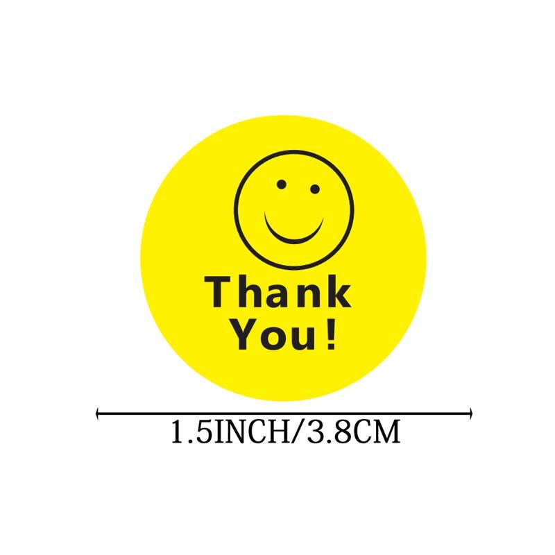 شكرا لك مبتسم الوجه ملصق ختم تسميات 100-500 قطعة الأصفر مستديرة نقطة الأطفال ملصقا سكرابوكينغ القرطاسية ملصقات لطيف