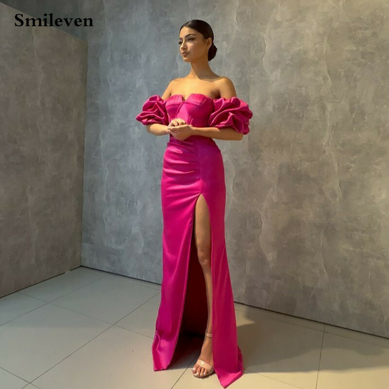 Smileven-فستان سهرة على الطراز العربي مزين بالورود ، ياقة على شكل قلب ، قفطان ، أكمام طويلة ، للمناسبات الخاصة #1