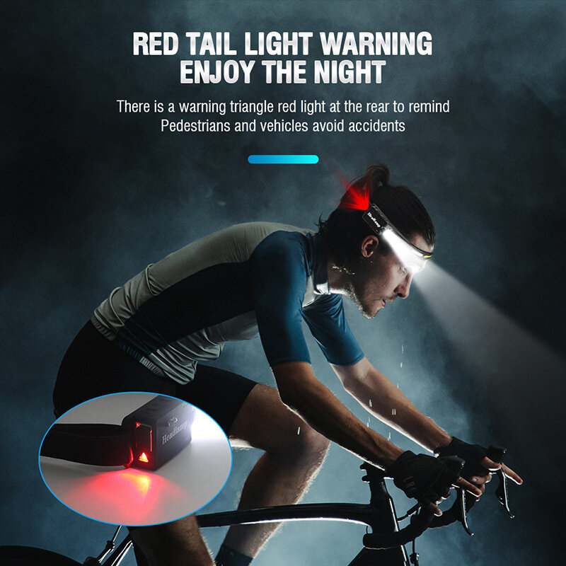 Xiwangfire جديد الاستشعار LED كشافات مع المدمج في بطارية الأحمر والأبيض ضوء المصباح USB الشعلة القابلة لإعادة الشحن 6 أوضاع الإضاءة