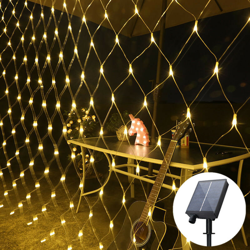 الطاقة الشمسية شبكة تعمل بمصابيح LED الستار شبكة الجنية سلسلة ضوء عيد الميلاد الديكور السنة الجديدة 2023 أضواء في الهواء الطلق جارلاند شارع جارلاند #1