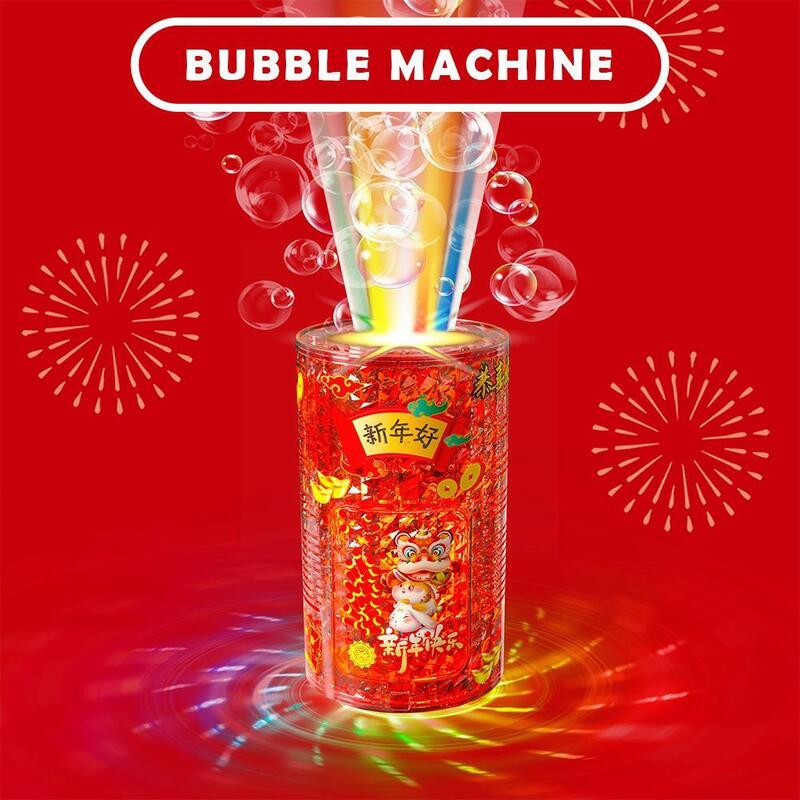 21-hole Firework Electric Bubble Blower Automatic Bubble Maker Toys With Colorful Light For Outdoor Activities Festival F4X2