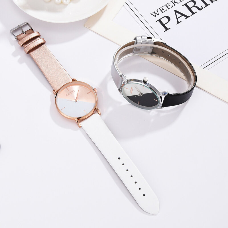 ساعة يد نسائية على الموضة للنساء ساعات كوارتز مزدوجة اللون ساعات يد نسائية أنيقة للنساء ساعة يد العشاق سوار 2021