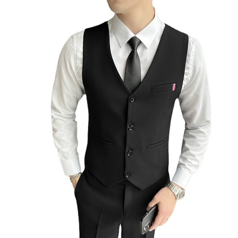 2022 Men's New Trendy Slim-Fitting Cool Suit Youth Handsome Wedding Professional Work Suit Three Pieces