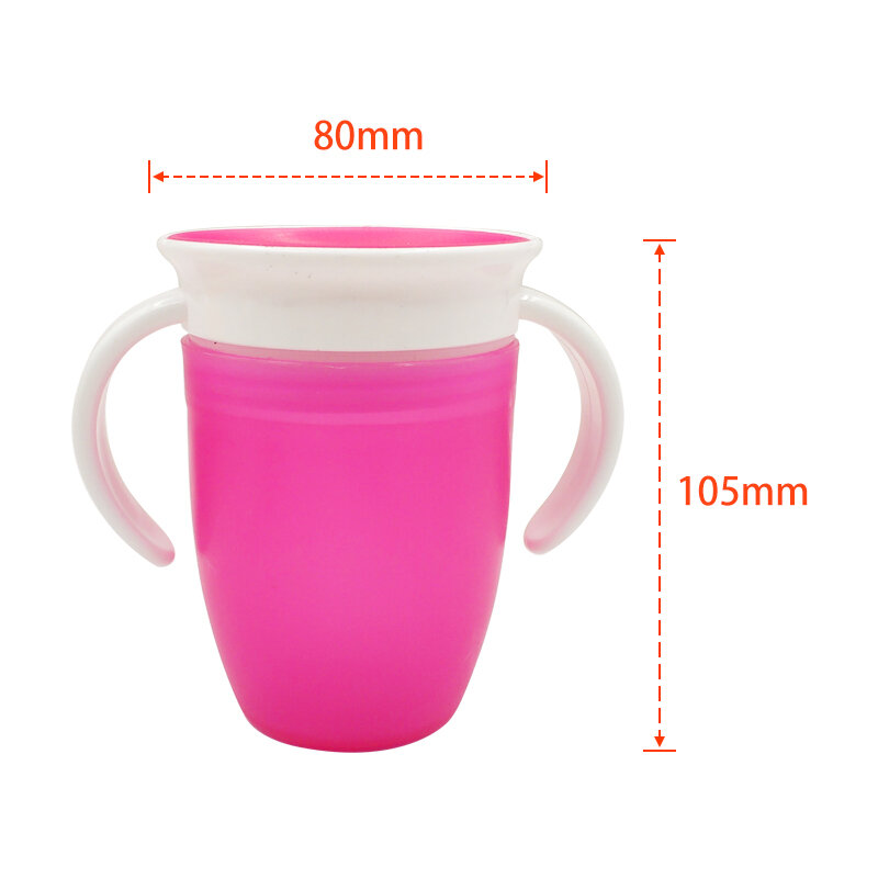 360 درجة يمكن استدارة الطفل تعلم شرب كوب مع مقبض مزدوج غطاء الوجه مانعة للتسرب ماجيك كوب الرضع أكواب مياه زجاجة