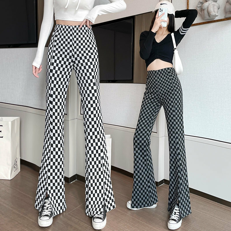 New front slit casual flared pants women's 2022 spring and summer new high waist slimming Korean version floor mopping pants