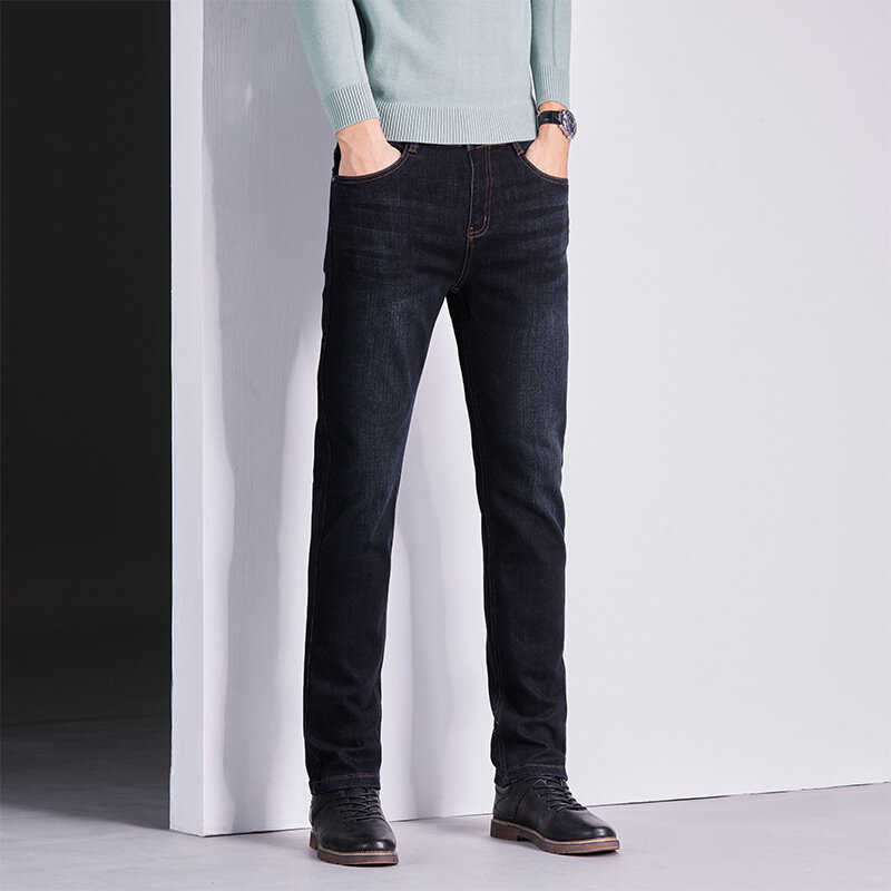 جينز جديد لعام 2022 جينز رجالي ضيق مستقيم ذو أنبوب مستقيم جينز متعدد الاستخدامات غير رسمي أنيق عالي الجودة