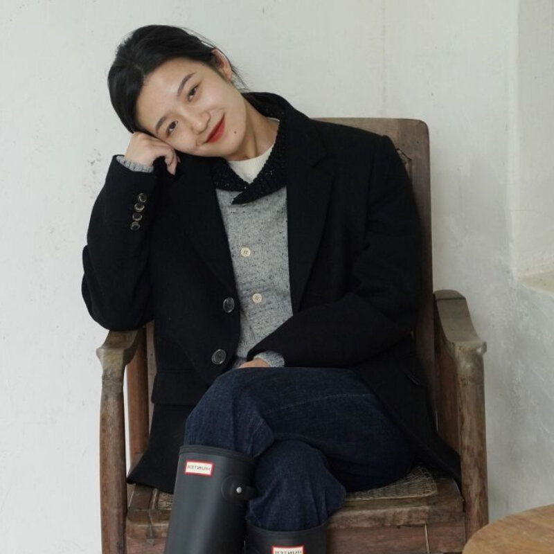 ملابس نسائية صوفية دافئة للخريف والشتاء للخريف وملابس خارجية قصيرة أنيقة للسيدات ملابس Ropa Mujer على الطراز الكوري