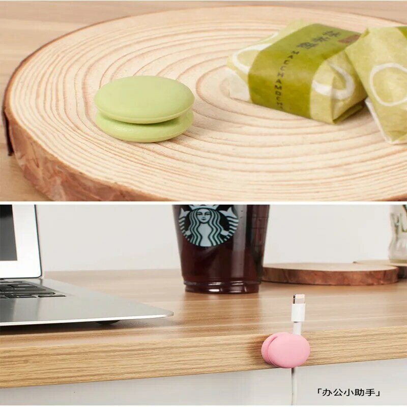 Macaron Cord Manager Colorful Desktop Charging USB Cable Retaining Clip Hub Fastening Clamp Desktop Cord Manager