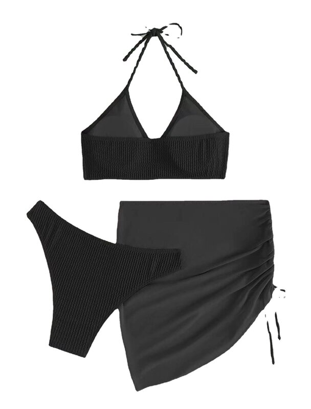 2022 أحدث النساء 3 قطعة ملابس السباحة مع تنورة الشاطئ مجموعة الإناث ثوب السباحة مع التستر البيكينيات امرأة الصيف بيكيني ملابس السباحة