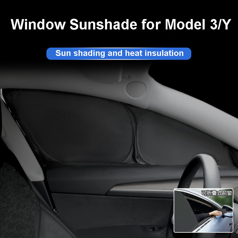 نافذة جانبية ظلة ل تسلا نموذج 3 Y الجبهة الخلفية الزجاج الأمامي والعتاد العزل الحراري الخصوصية الستار في الهواء الطلق سيارة كاملة التظليل