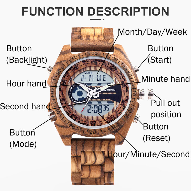 ساعة رقمية خشبية للرجال مع شحن مجاني موضة ساعات المعصم الإلكترونية رجالي ساعات صديقة للبيئة الخشب ساعات المعصم
