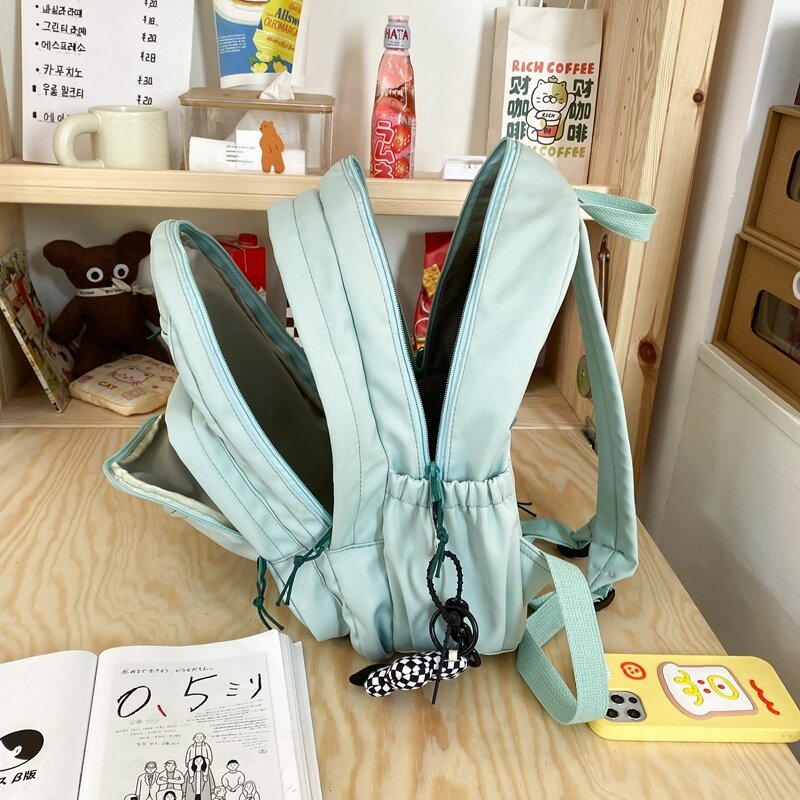 اليابانية كلية المرأة على ظهره للجنسين متعددة جيب محمول على ظهره سعة كبيرة طالب المدرسة حقيبة ظهر للفتيات Bookbags