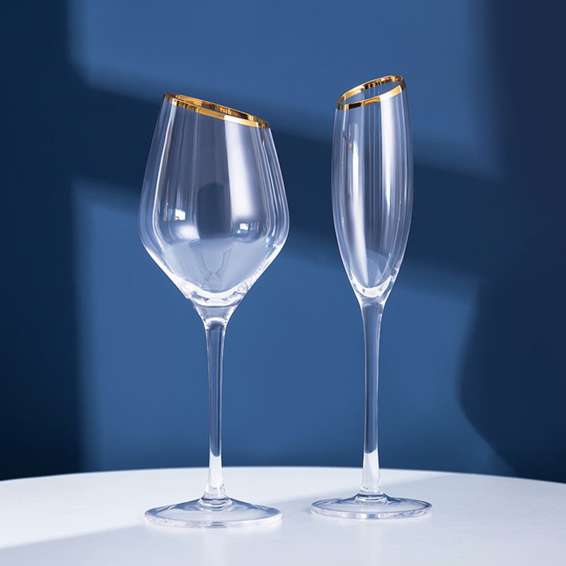 خفيف نبيذ فاخر نظارات الذهبي حافة شفافة كأس زجاجية زجاجات الشمبانيا المربعة أكواب متميزة الزفاف ديكور للطاولات درينكوير #4