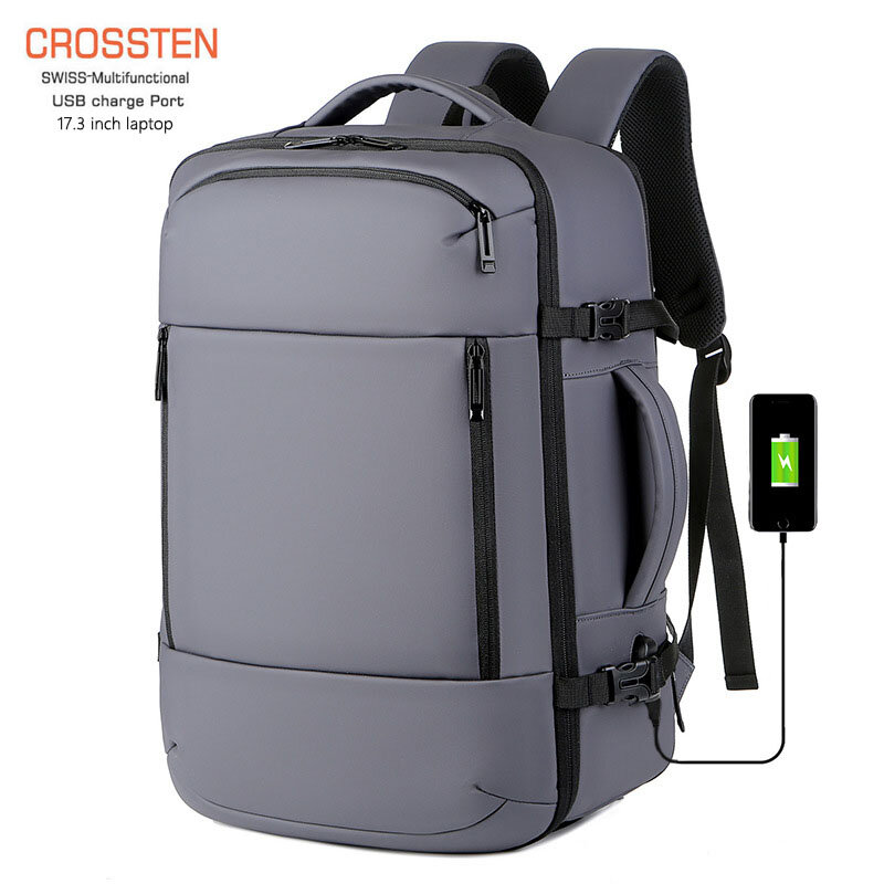 حقيبة كروس سويسرية متعددة الوظائف بطول 17 بوصة قابلة للتمدد بحجم 17 بوصة حقيبة ظهر مزودة بوصلة USB حقيبة مدرسية مضادة للماء حقيبة سفر أحذية