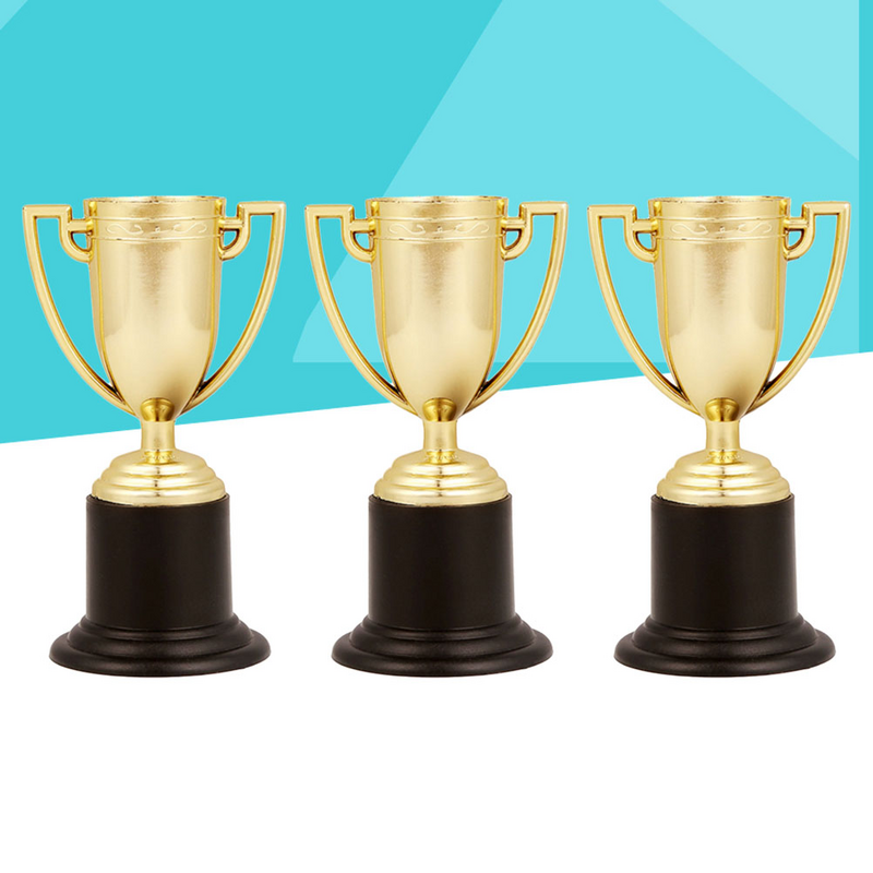 6 Pcs  Plastic Golden Trophy Student Sports Award Trophy Reward for Competitions (Gold) #6