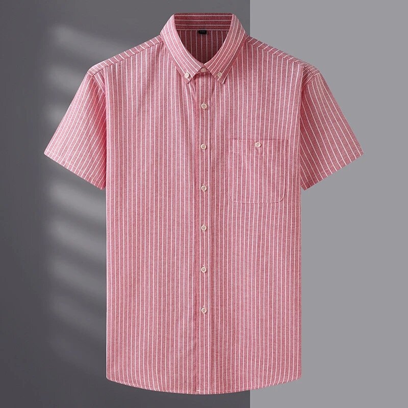 حجم كبير قميص رجالي قصير الأكمام 100% القطن بلون قصيرة الأكمام قميص الأعمال عادية العصرية أكسفورد فستان قصير فضفاض
