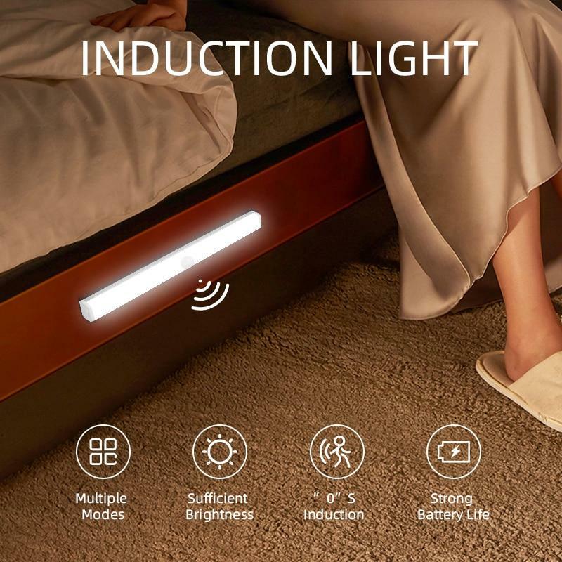 LED ضوء الليل محس حركة ضوء لاسلكي USB قابلة للشحن مصباح الخزانة خزانة مصباح الذكية الخلفية لخزائن المطبخ