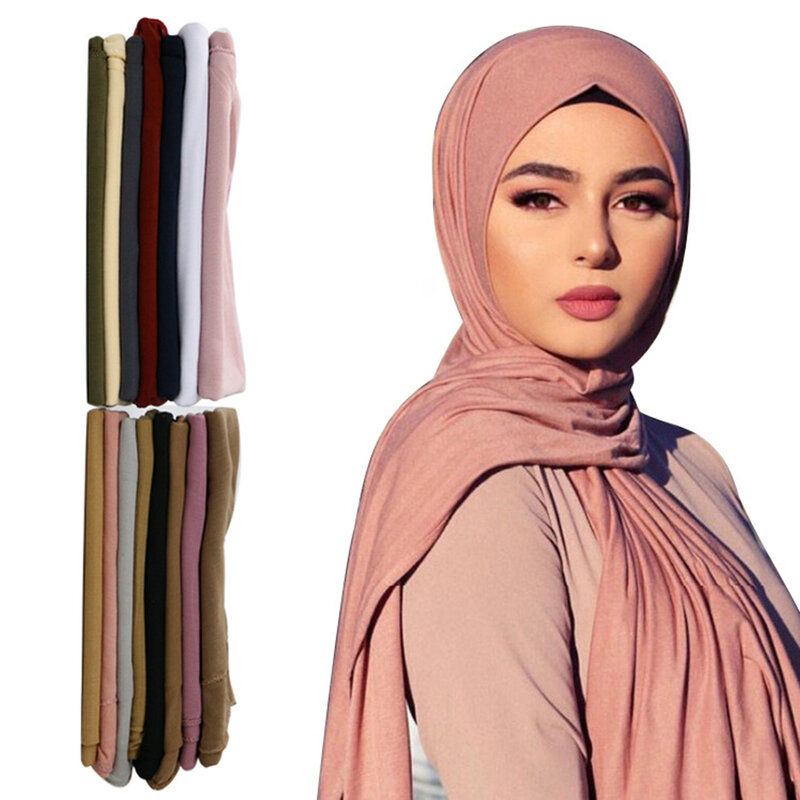 2022 Fashion Women Solid Chiffon Headscarf Ready To Wear Instant Hijab Scarf Muslim Shawl Islamic Hijabs Arab Wrap Head Scarves