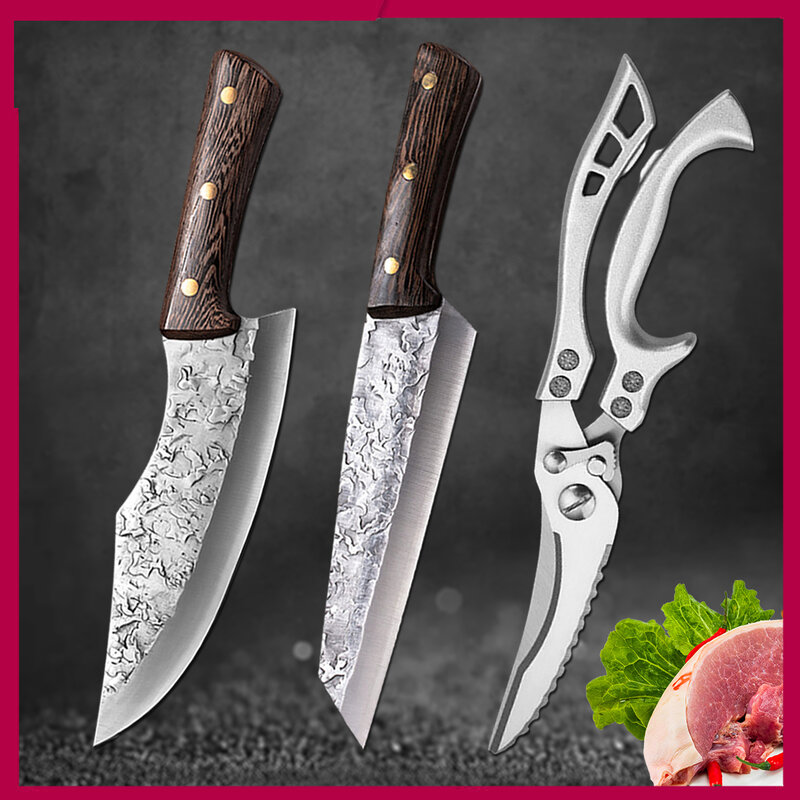 5CR15 الفولاذ المقاوم للصدأ مزورة سكين الفولاذ المقاوم للصدأ اللحوم الخضار تقطيع جزار الساطور اليدوية سكين سكين الطاهي سكينة للطبخ