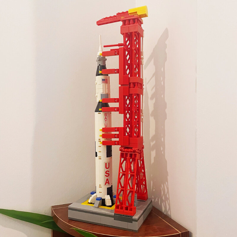 DK7022 أفكار الخبراء الإبداعية أبولود زحل الخامس الناقل إطلاق الصواريخ برج Moc الطوب نموذج بناء كتلة اللعب التقنية 425 قطعة
