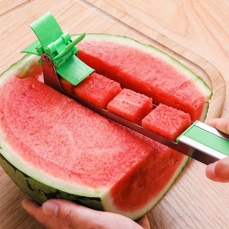 Watermelon Cutter Stainless Steel Windmill Design Cut Watermelon Kitchen Accessories Gadgets Salad Fruit Tool Cutter Washable