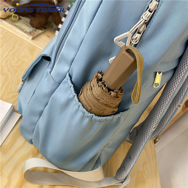 النايلون مقاوم للماء المرأة على ظهره العصرية سعة كبيرة حقيبة مدرسية للفتيات جيوب متعددة السفر حقائب الظهر الطالب Bookbags #3