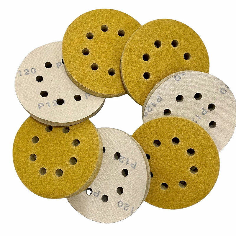100pcs 5 Inch Obital Sandpaper Grinding 60 Grit Sanding Disc Easy Install Professional Polishing 8 Hole Hook And Loop For Wood