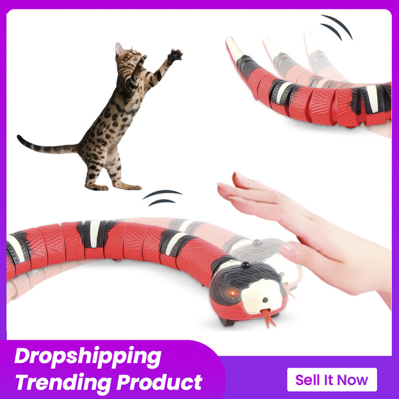 القط اللعب التفاعلية الذكية الاستشعار ثعبان الحركة للقطط مضحك USB قابلة للشحن القط اكسسوارات للحيوانات الاليفة الكلاب اللعب