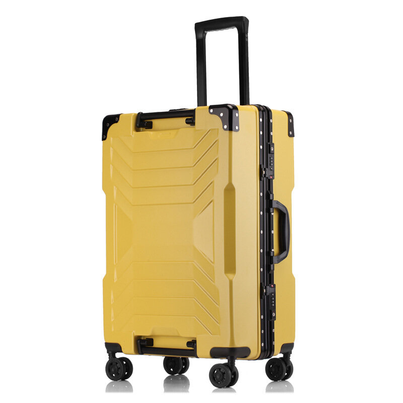 New stylish aluminum frame rolling luggage luxury carry on trolley case pc brand multicolor travel suitcase