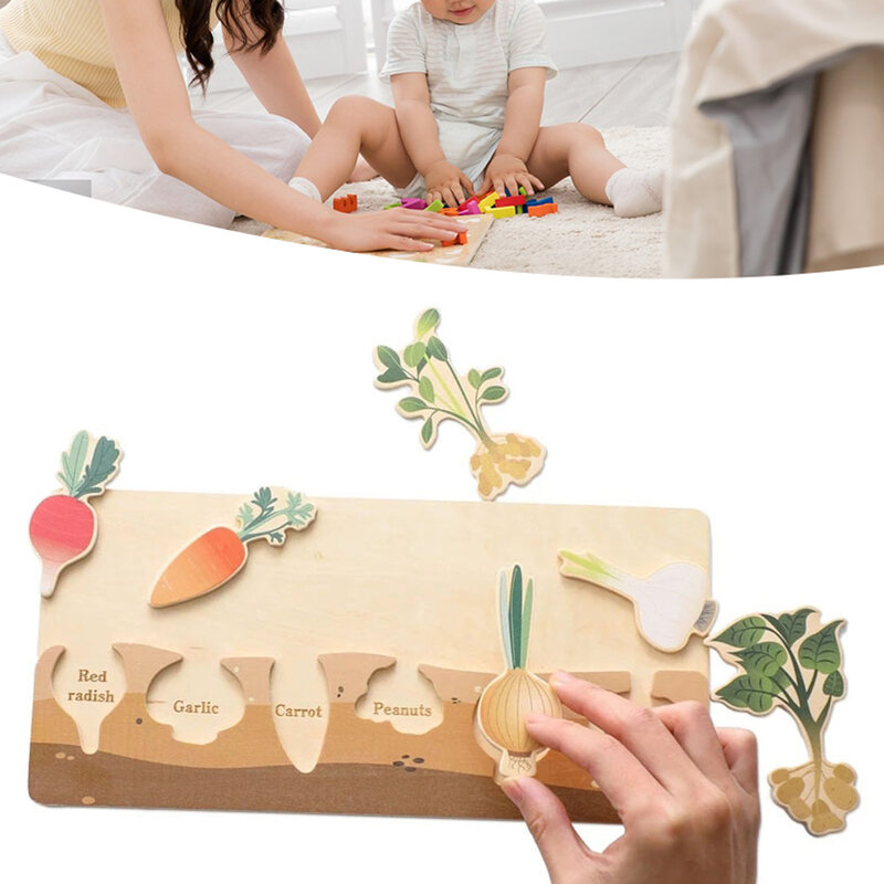 خشبية الخضار مباراة لعبة تحديد الأغذية الإدراك لغز للأطفال الصغار الإجهاد الإغاثة اللعب