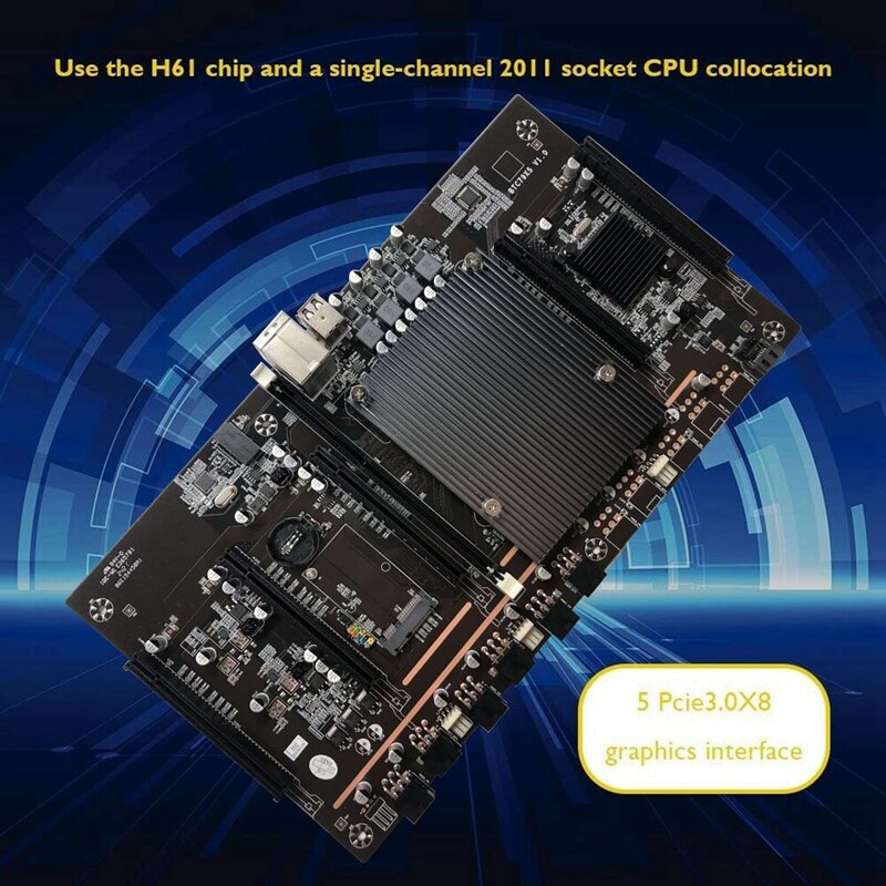 HOT-X79 H61 BTC التعدين اللوحة مع E5-2620 2011 وحدة المعالجة المركزية + RECC 8G DDR3 الذاكرة + 120G SSD دعم 3060 3080 بطاقة جرافيكس