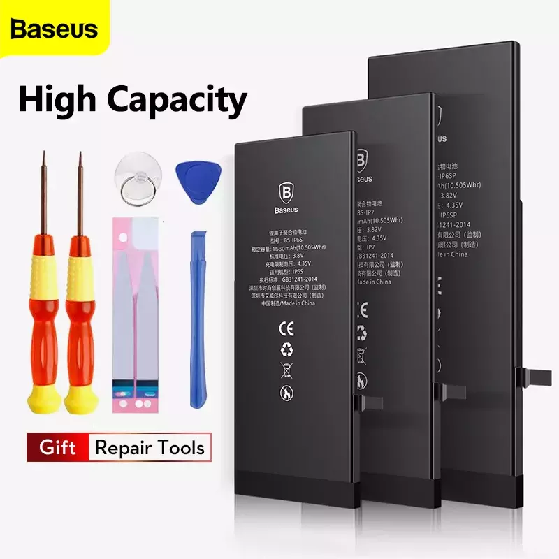 Baseus الهاتف بطارية ل فون 6 5 5S 8P X XS ماكس XR عالية Originl قدرة استبدال بطاريات مع أدوات مجانية