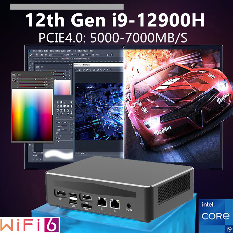 13Th Gen كمبيوتر سطح المكتب صغير إنتل i5-13500H i7 13700H 64GB DDR4 2 تيرا بايت PCIE4.0 SSD كمبيوتر صغير AX211 WiFi6E مع Bluethooth5.2 HTPC