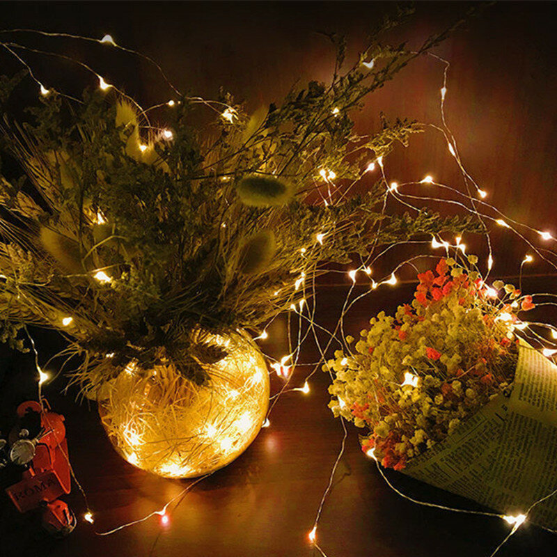 الأسلاك النحاسية LED الجنية الخفيفة ، زينة عيد الميلاد ، البطارية ، عطلة ضوء سلسلة ، ديكور غرفة المعيشة ، ديكور الحديقة ، حفل زفاف