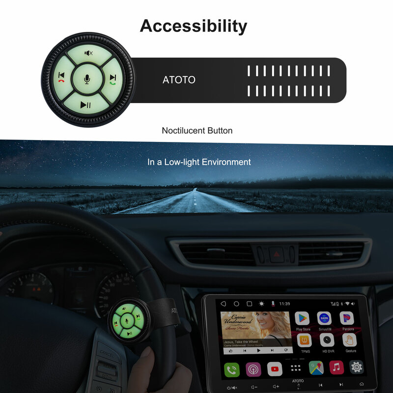 ATOTO 6 مفاتيح حزام الساعات اللاسلكية المقود التحكم مع أزرار الخلفية ل راديو السيارة التحكم عجلة القيادة
