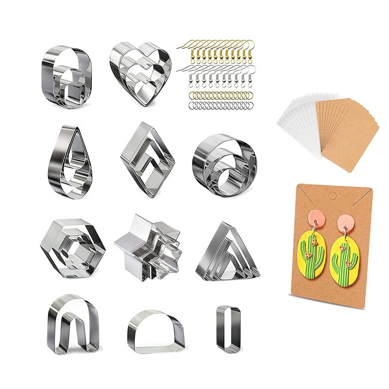 Polymer Clay Cutters For Earrings, 27Pcs Clay Earring Cutters With Earring Cards And Hooks, 11 Shapes Clay Cutters #1