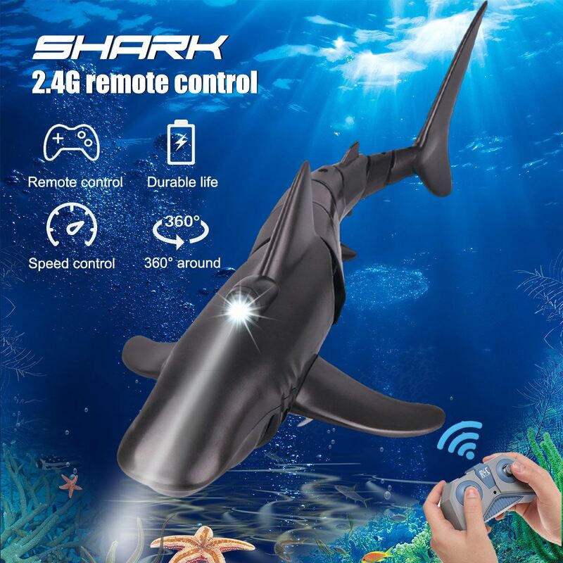 2.4G RC القرش لعبة صغيرة تعمل بجهاز التحكم عن بعد القرش الكهربائية تحت الماء لعبة للأطفال الأولاد الأطفال الاشياء الرائعة أسماك القرش الغواصة