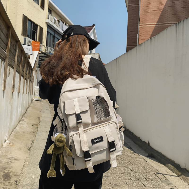 الرجال النساء حقيبة المدرسة النايلون الأسود على ظهره الإناث مكافحة سرقة حقيبة سيدة عادية حقيبة ظهر للسفر الكورية الظهر حزمة Mochila