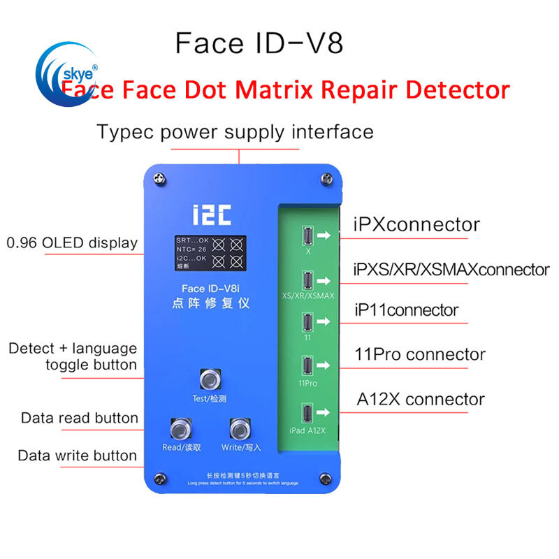 I2C IFace-V8 نقطة مصفوفة مبرمج ل IPhone X-12ProMax الوجه ID القراءة الكتابة مبرمج استبدال نقطة مصفوفة كابل