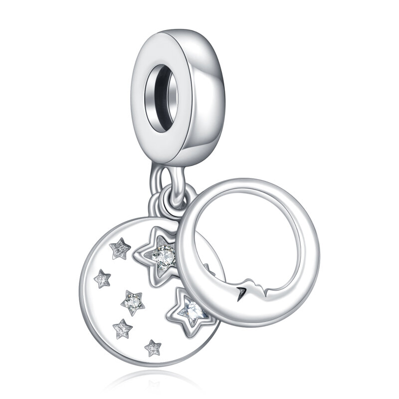 Erizteya Silver Plated Charms Moon Star Pendant Jewelry Astronaut Dangle Fit Original Bracelet For Women Jewelry Charms