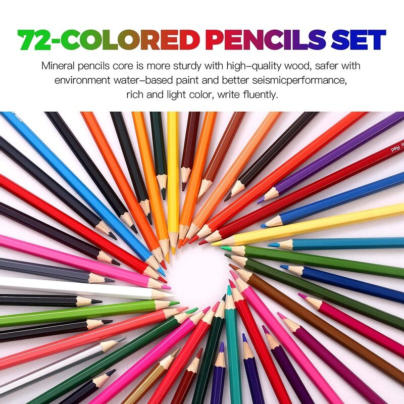 72 أقلام ملونة ل كتب تلوين للكبار المهنية تلوين مجموعة رسم أقلام تلوين مع نشمر حقيبة قماش قنب #2