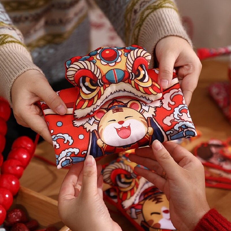 النمر سنة عبوة حمراء مهرجان الربيع عبوة حمراء محظوظ المال حقيبة الأطفال هدية HongBao عطلة لوازم النسيج الديكور #4