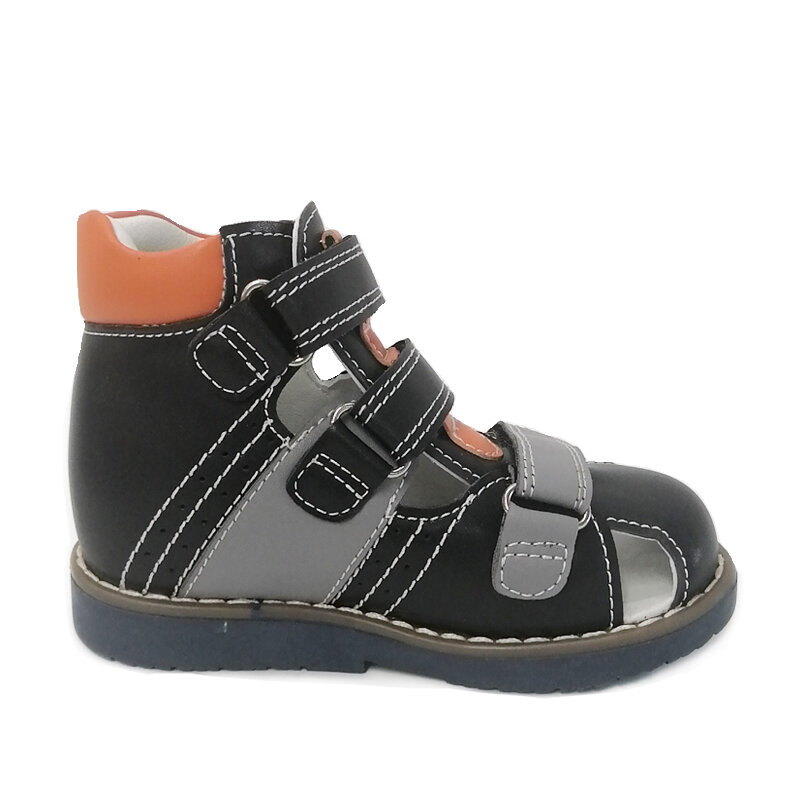 حذاء أطفال من Ortoluckland حذاء للأطفال الأولاد مصنوع من الجلد الأسود صندل مناسب لتقويم العظام حذاء مسطح للأطفال البنات من Tiptoe مقاس 23 إلى 33 #5
