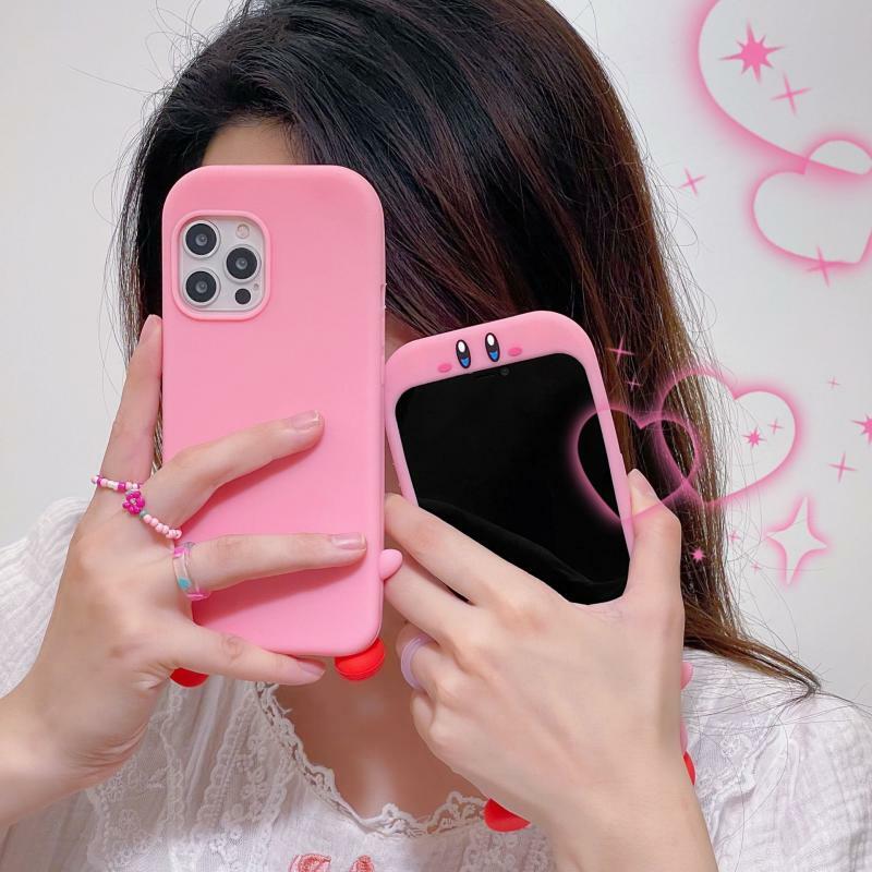 Pink Mobile Phone Decoration Accessories Cartoon Cute Silicone Anti-Fall Soft and Durable Girl Heart Girl Student Protection