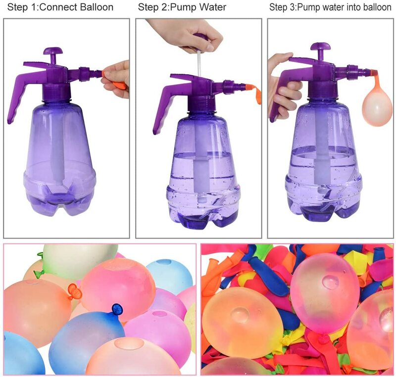 مضحك بالون المياه محطة ضخ مع 480 بالونات المياه ومضخة المياه التضخم الكرة للأطفال عيد ميلاد قنبلة لون عشوائي